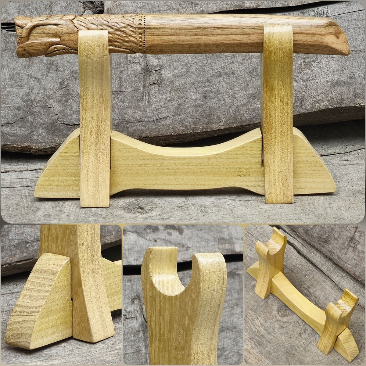 Stand Holder for Tanto Knife - Natural Wood Robinia - 1 layer
