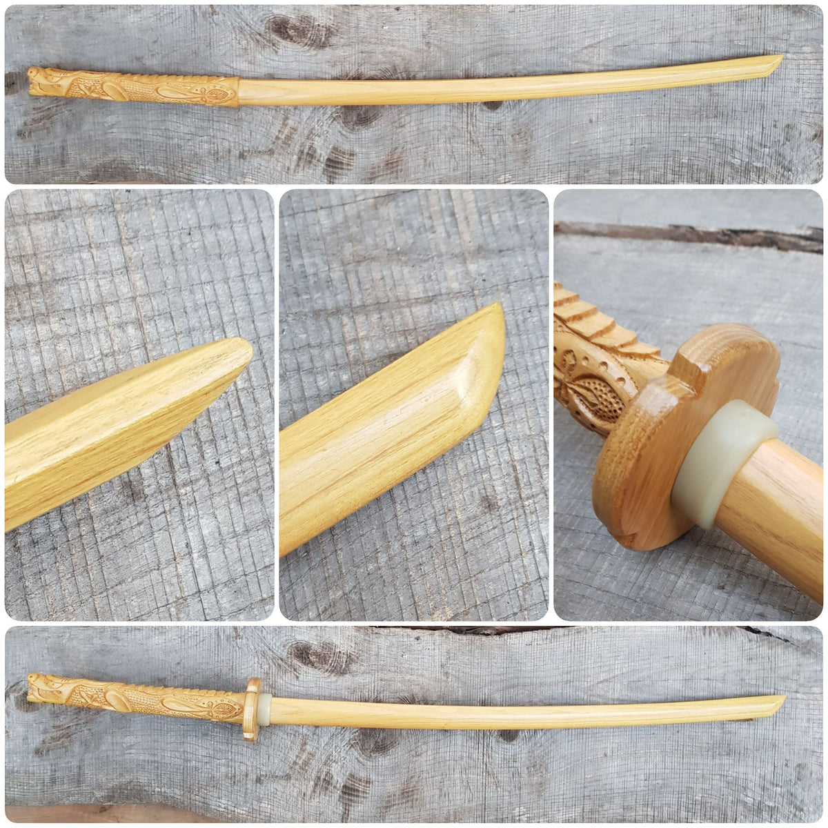 Wooden Bokken Daito Deluxe Dragon 102 (40.1") cm with tsuba- Aikido, Kenjutsu - Robinia Wood