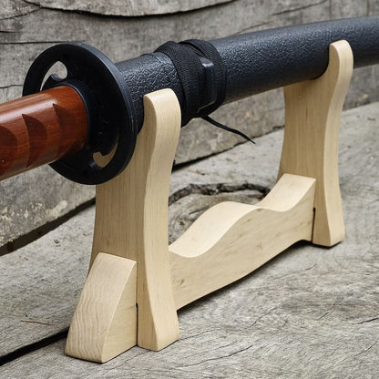 Sword Katana Bokken Stand Holder - Natural Wood Hornbeam - 1 layer