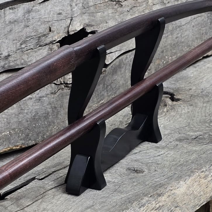Sword Katana Bokken Stand Holder - Natural Wood Robinia - 2 layer