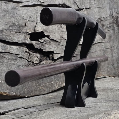 Sword Katana Bokken Stand Holder - Natural Wood Robinia - 2 layer