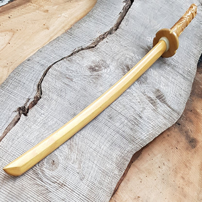 Wooden Bokken Daito Deluxe Dragon 102 (40.1") cm with tsuba- Aikido, Kenjutsu - Robinia Wood