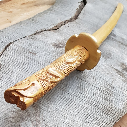 Wooden Bokken Daito Deluxe Dragon 102 (40.1") cm with tsuba- Aikido, Kenjutsu - Robinia Wood