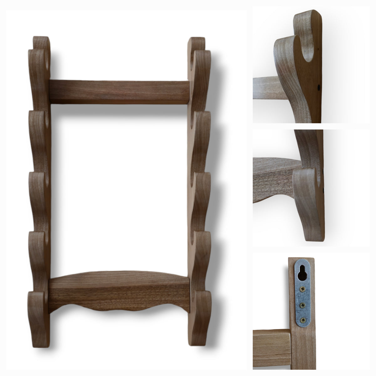Traditional wooden sword rack for showcasing katanas and historical weapons
