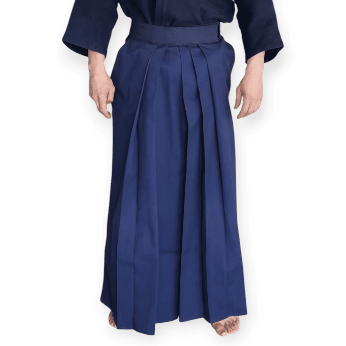 Traditional navy blue hakama pants for Kendo, Aikido, and Iaido martial arts