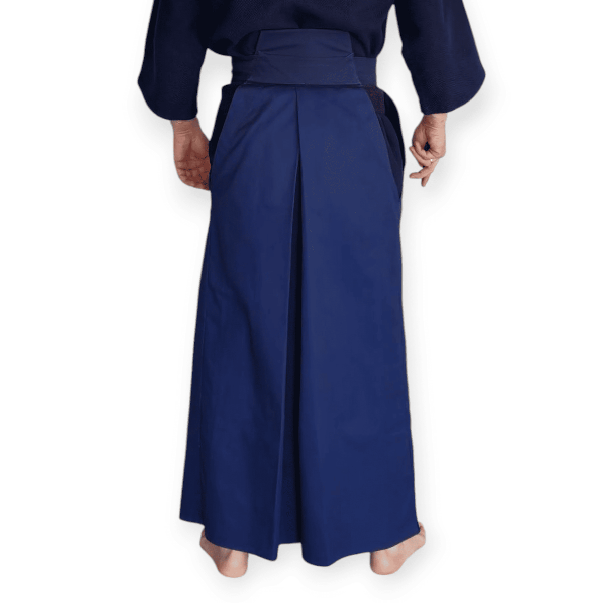 Traditional navy blue hakama pants for Kendo, Aikido, and Iaido martial arts