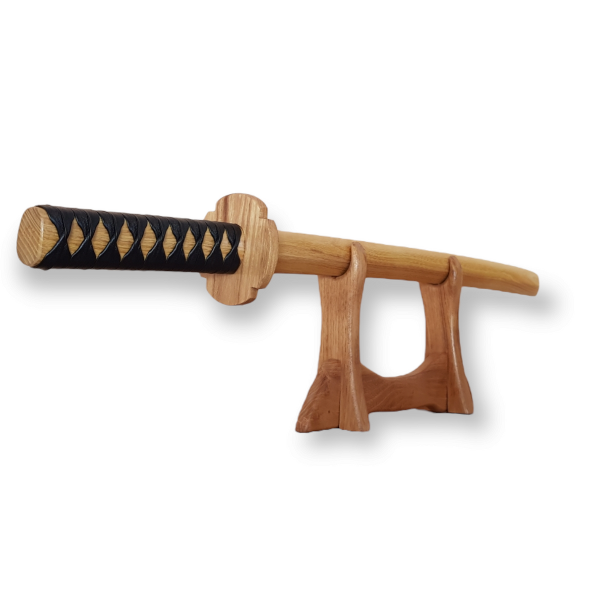 Wakizashi Japanese Small Wooden Sword with tsuba and tsukamaki 68 cm (27") - European Ash