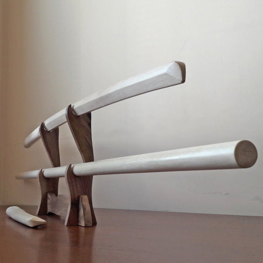 A set of wooden weapons for aikido - Bokken Bokuto 102 cm (40.1"), jo 128 cm (50.4"), tanto - European Hornbeam