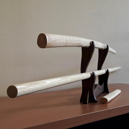 A set of wooden weapons for aikido - Bokken Bokuto 102 cm (40.1"), jo 128 cm (50.4"), tanto - European Ash