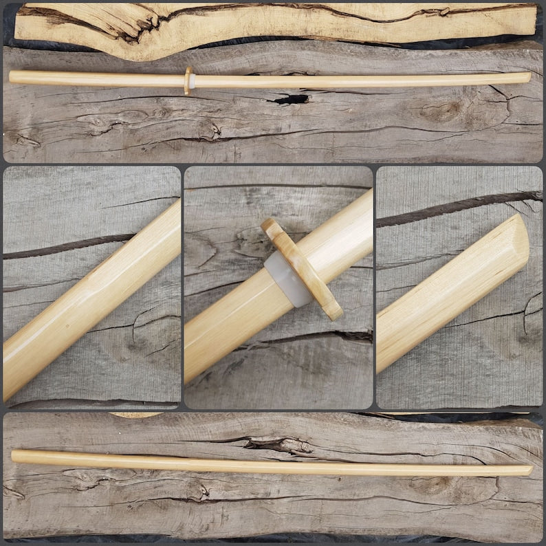 Wooden Long Chinese two-handed wushu sword Miao Dao 150 cm (59") - Hornbeam wood
