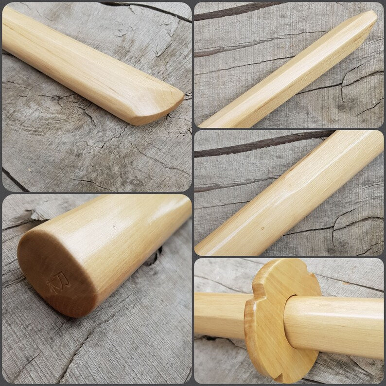 Wooden Long Chinese two-handed wushu sword Miao Dao 150 cm (59") - Hornbeam wood