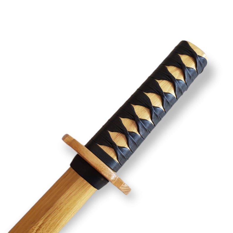 Wakizashi Japanese Small Wooden Sword with tsuba and tsukamaki 68 cm (27") - European Ash