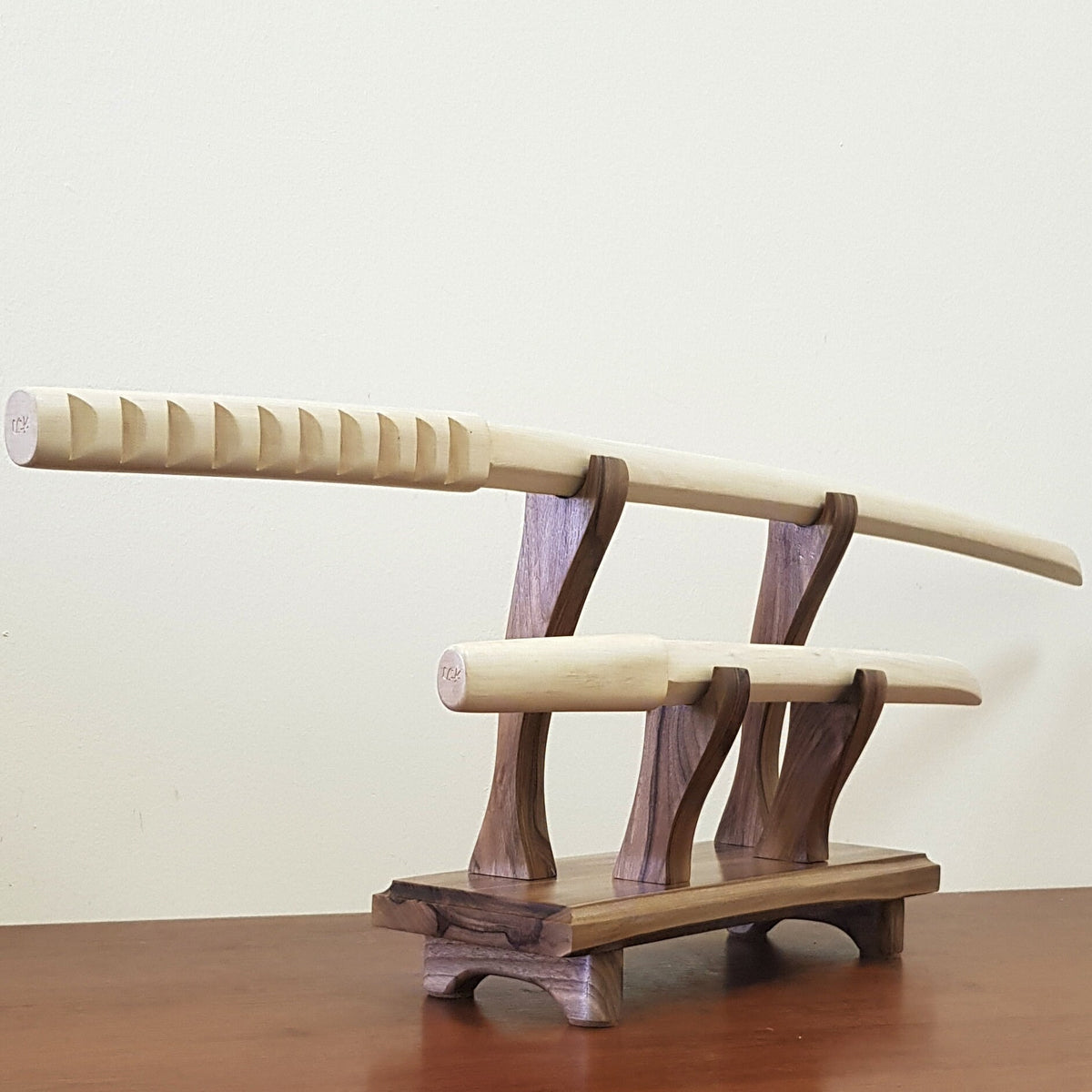 Wooden stand on the platform for weapons - 2 units (Walnut)