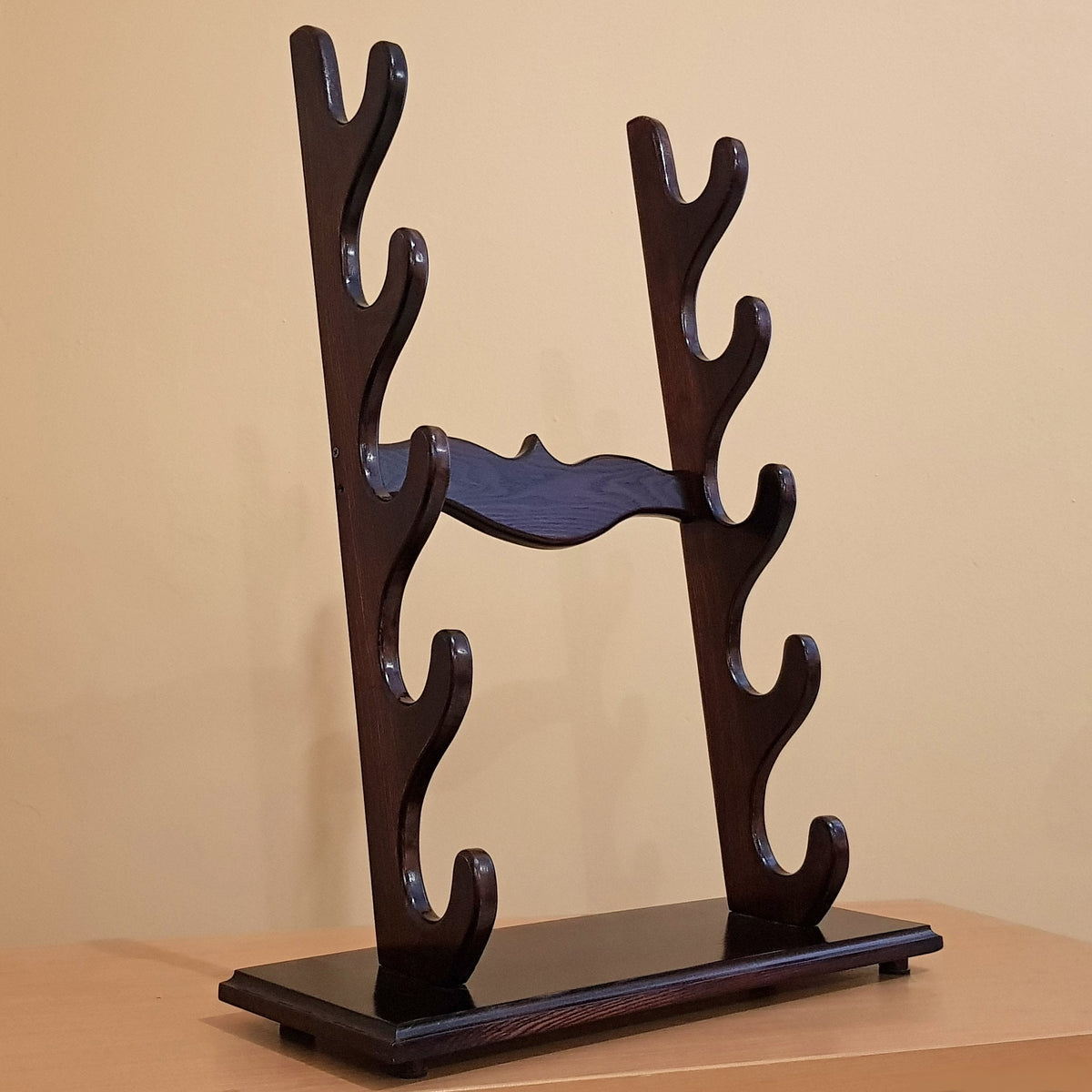 Exclusive Sword, Rifles, Axes Stand Holder - Natural Wood Ash Brown - 5 layer
