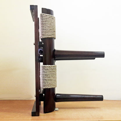 Compact Wing Chun Wooden Dummy with Rope and without a Leg (Muk Yan Jong) – Wall Mounted – European Ash