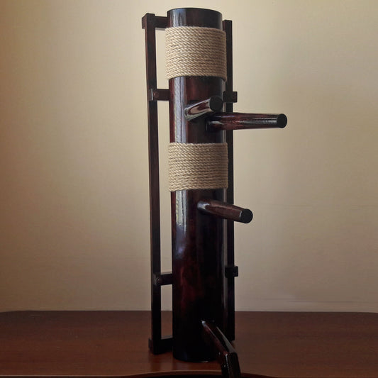 Сompact Wing Chun Wooden dummy with rope and leg - Muk yan jong (Ash Brown)